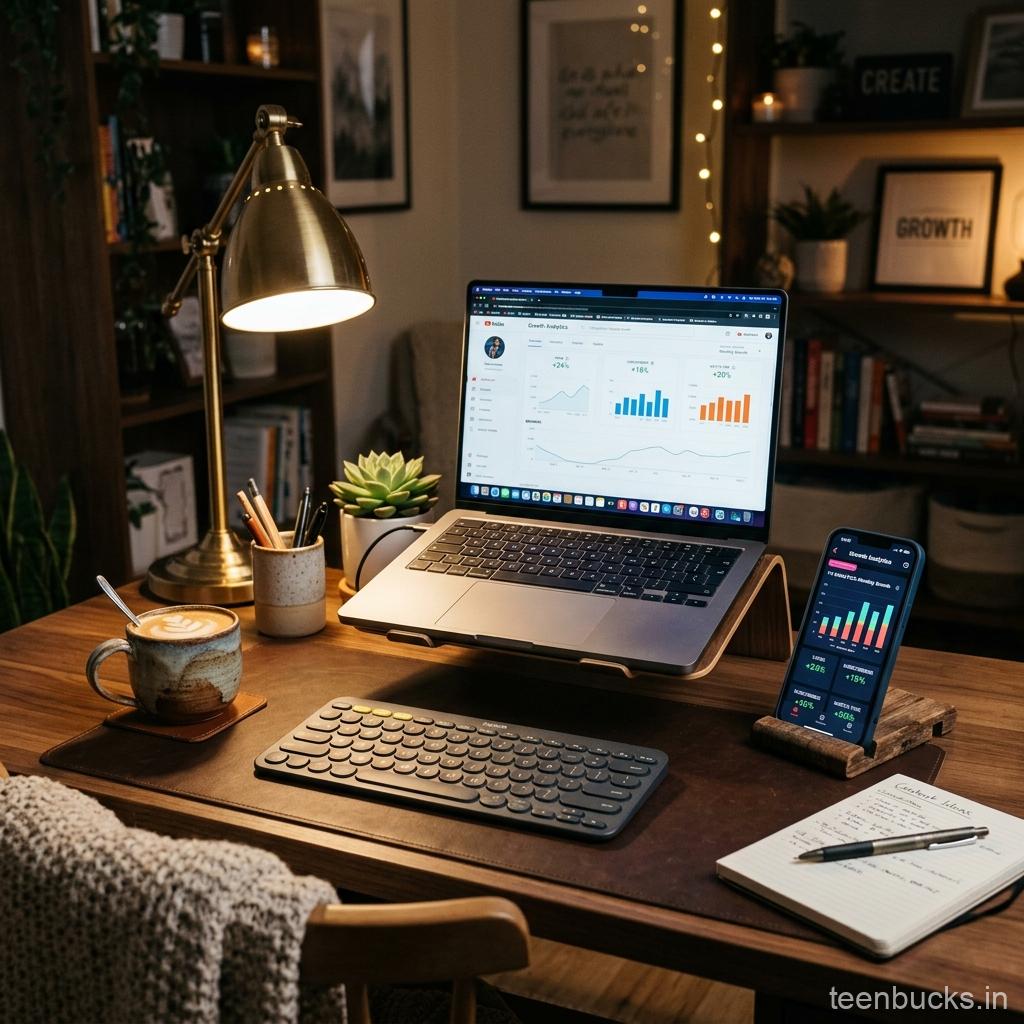 Faceless YouTube creator desk setup