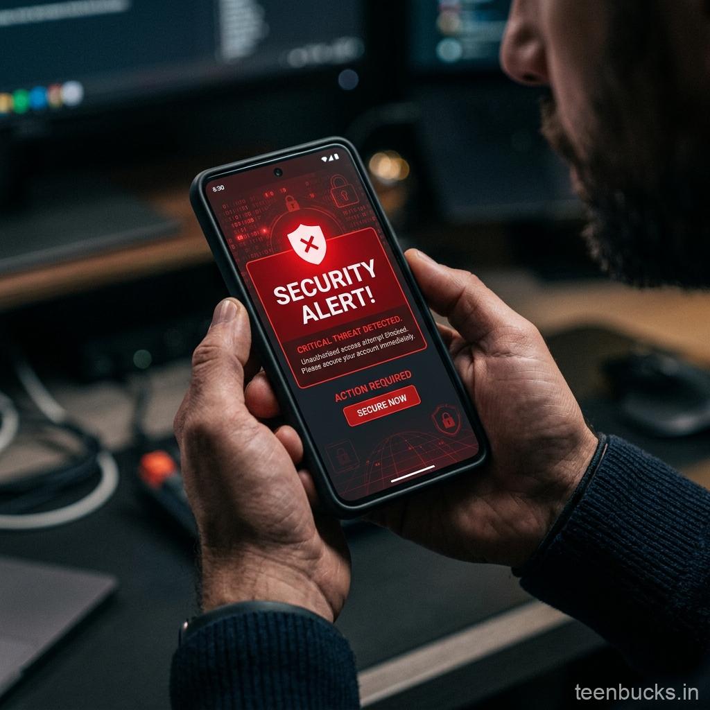 Cyber security alert on phone