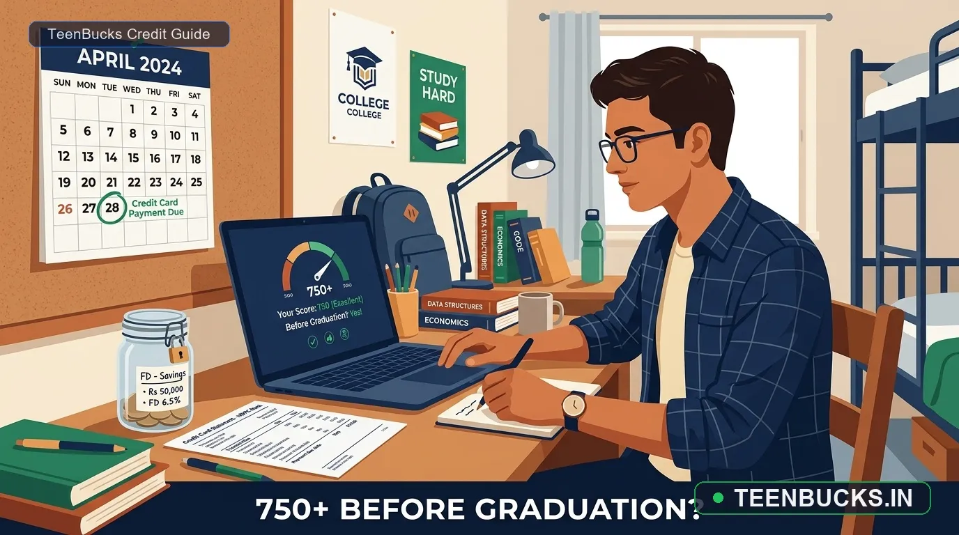 Indian student managing FD backed credit card and credit score goals in 2026