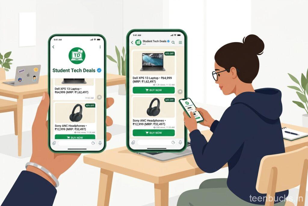 Telegram deals bot for Indian students earning money through affiliate marketing