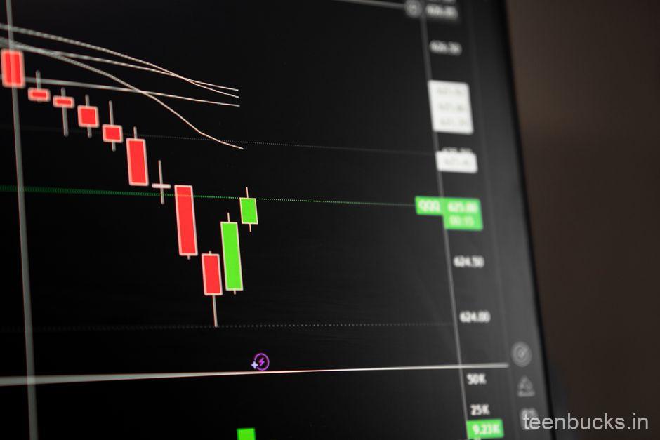Red candlestick stock market chart display illustrating options trading decay and market crash