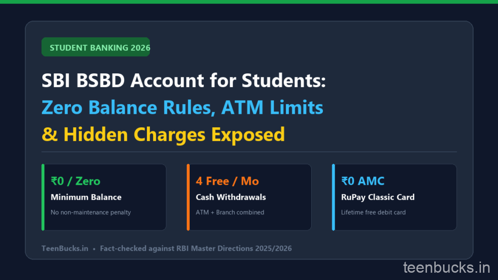 SBI BSBD Zero Balance Account for Students Hidden Limits and Charges 2026