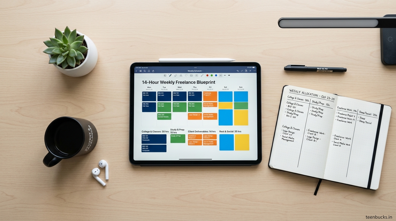 14-Hour Weekly Student Freelance and Study Schedule